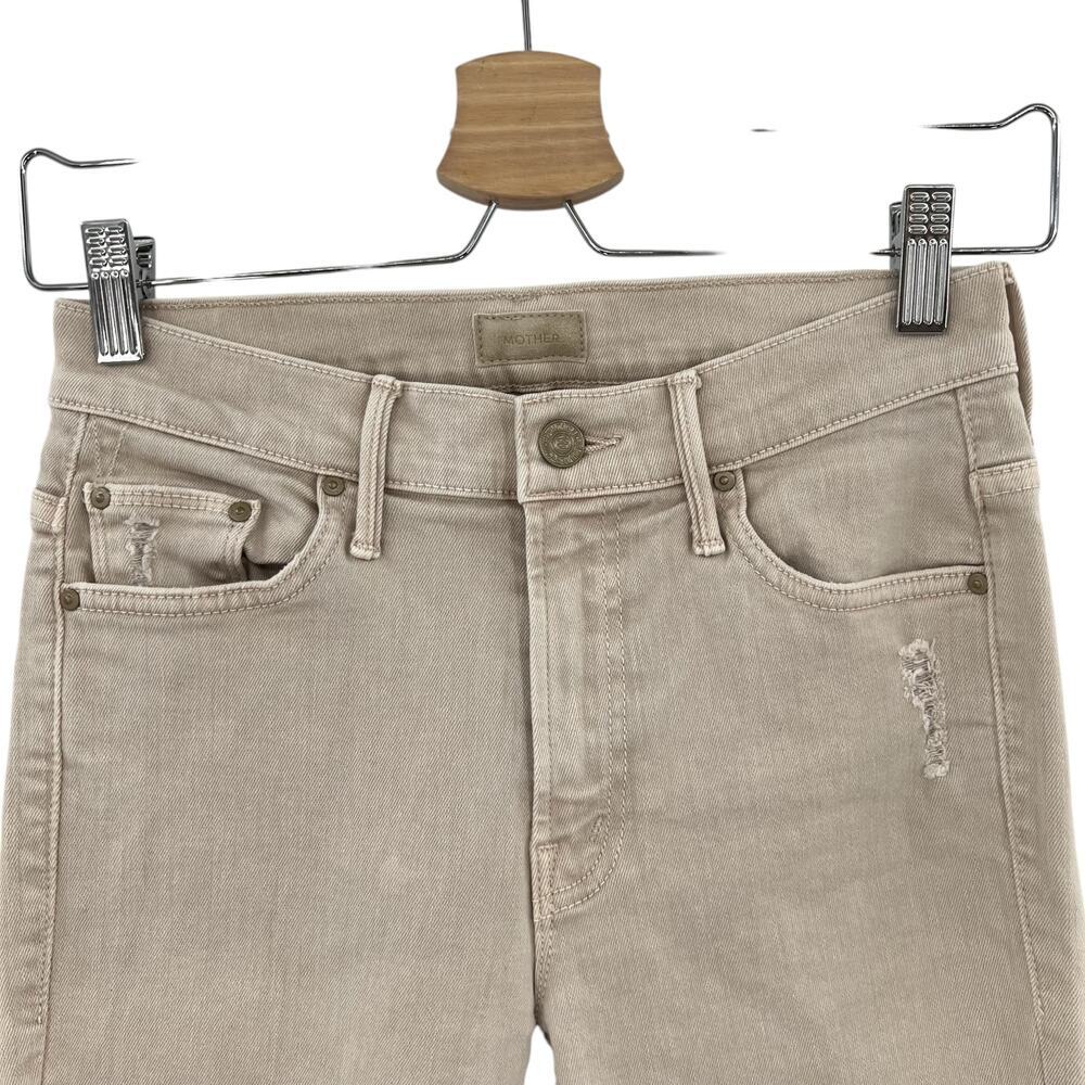 Mother Denim Insider Crop Fray Jeans Khaki Dye Distressed Size 25 - Picture 3 of 13